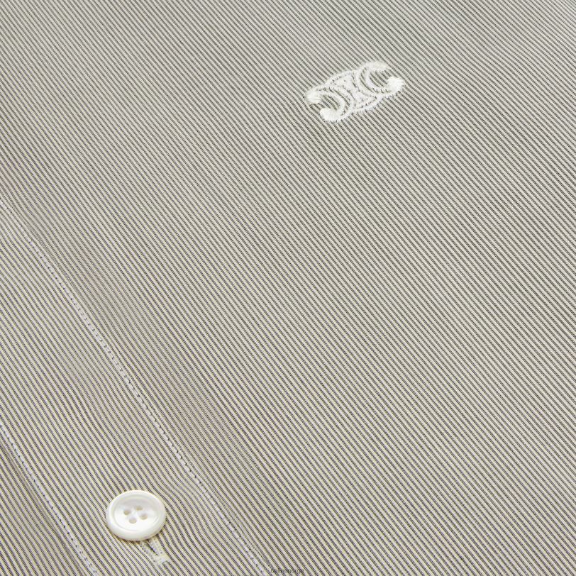 CELINE kvinner romy-skjorte i stripet silke V0PT6837 klær craie/noir