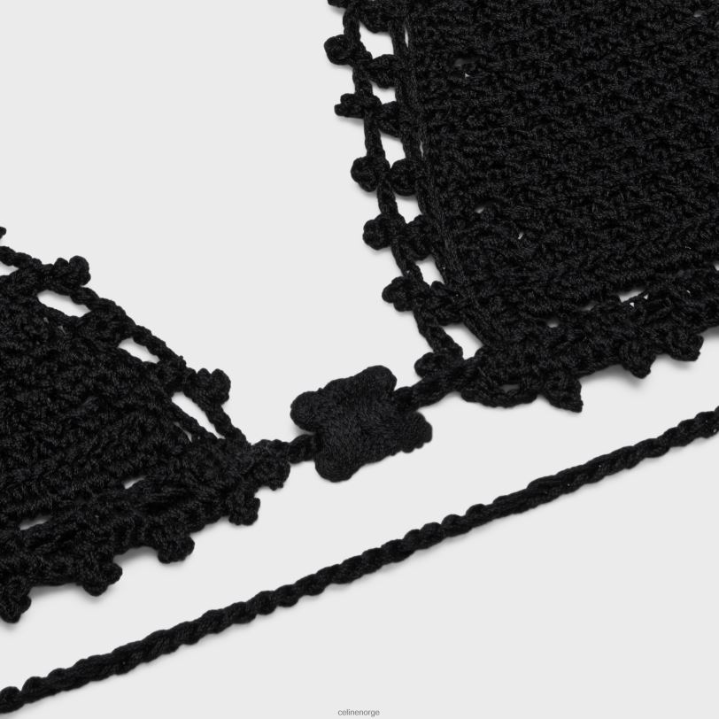 CELINE kvinner trekant topp i heklet bomull V0PT6849 klær svart