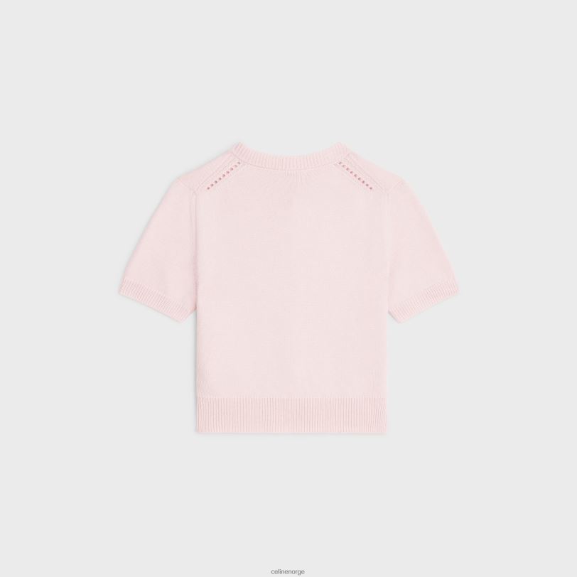 CELINE kvinner beskåret cardigan i arv kashmir V0PT6770 klær lyserosa