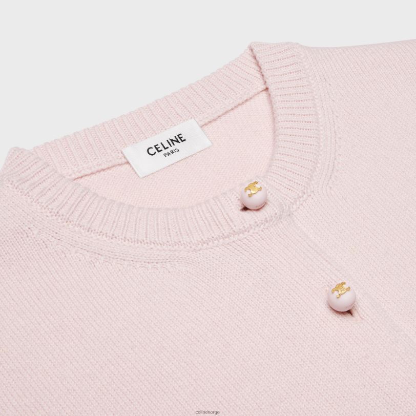 CELINE kvinner beskåret cardigan i arv kashmir V0PT6770 klær lyserosa