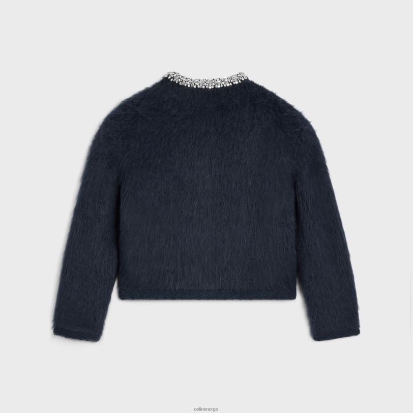 CELINE kvinner brodert cardigan i børstet mohair V0PT6617 klær blå