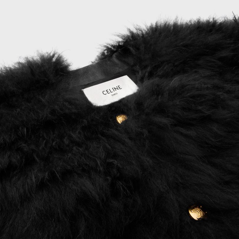 CELINE kvinner brodert cardigan i geitekasjmir V0PT6620 klær svart