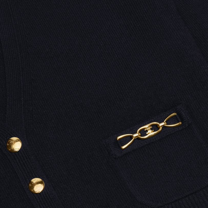 CELINE kvinner cardigan med gourmette i heritage cashmere V0PT6764 klær svart