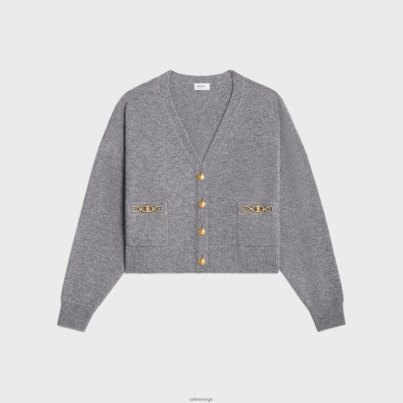 CELINE kvinner cardigan med gourmetter i heritage cashmere V0PT6614 klær grå