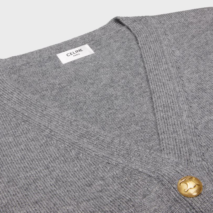 CELINE kvinner cardigan med gourmetter i heritage cashmere V0PT6614 klær grå