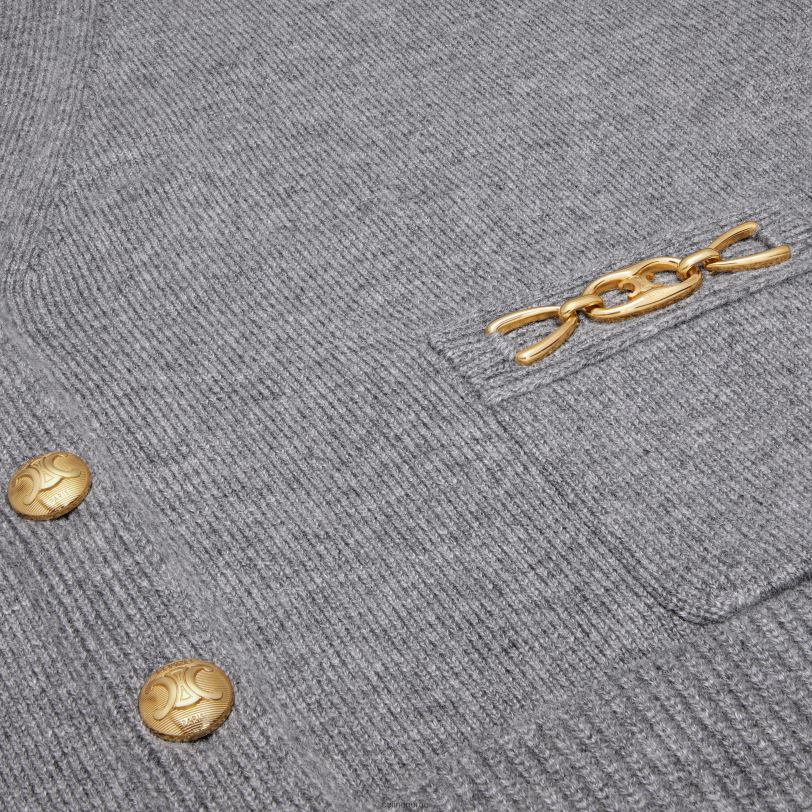 CELINE kvinner cardigan med gourmetter i heritage cashmere V0PT6614 klær grå