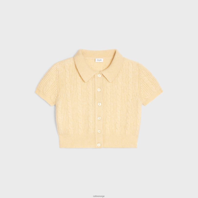 CELINE kvinner cropped cardigan i børstet kashmir V0PT6771 klær lys gul