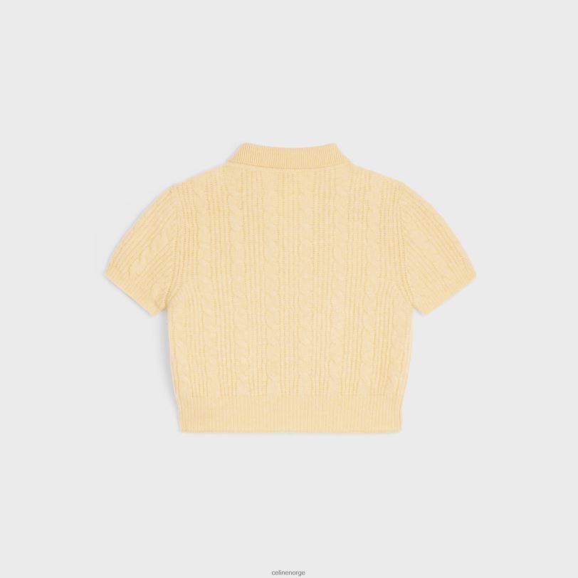 CELINE kvinner cropped cardigan i børstet kashmir V0PT6771 klær lys gul