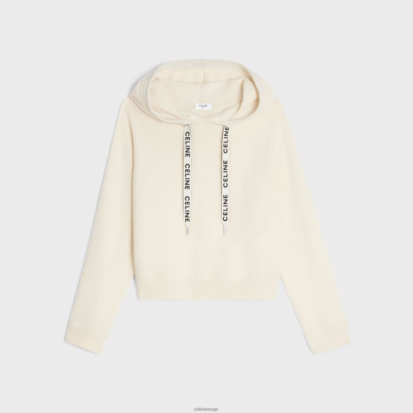 CELINE kvinner cropped hettegenser i ull og kashmir V0PT6610 klær off white