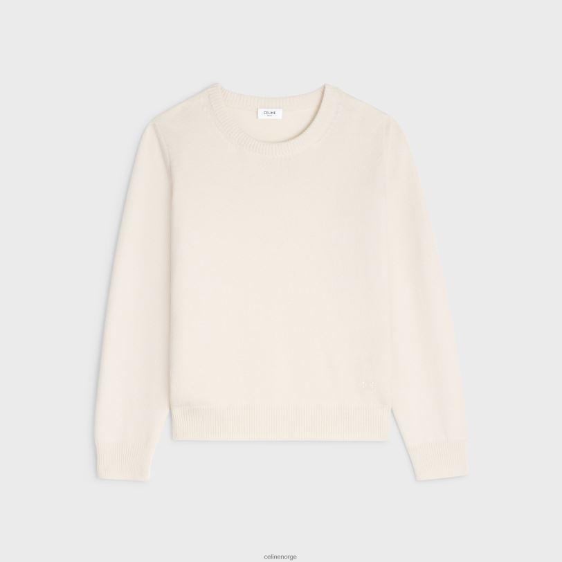 CELINE kvinner genser med rund hals i heritage cashmere V0PT6755 klær off white