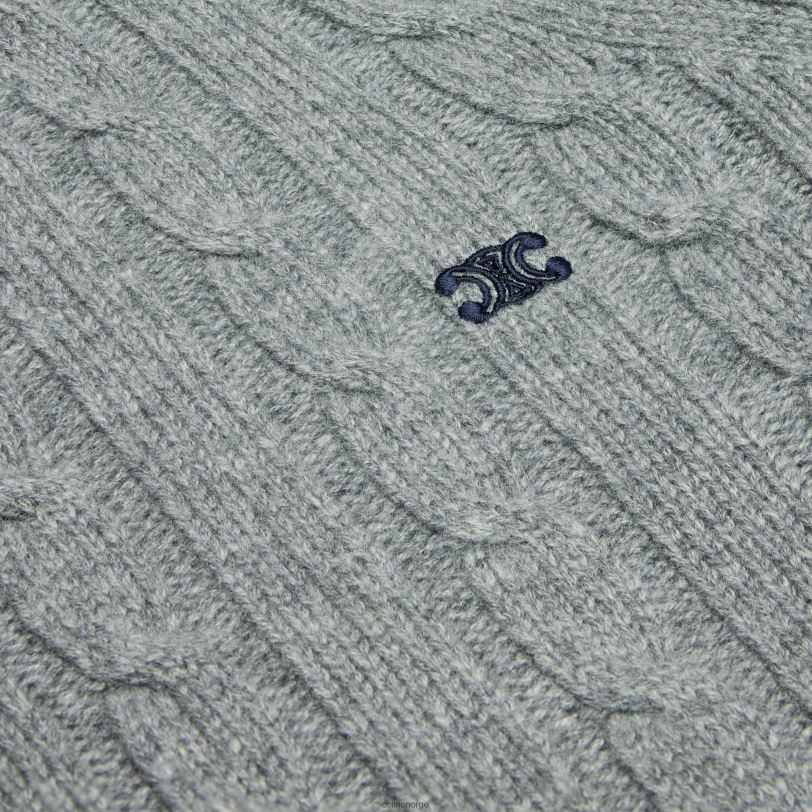 CELINE kvinner kabelstrikket triomfgenser i kashmir V0PT6608 klær grå