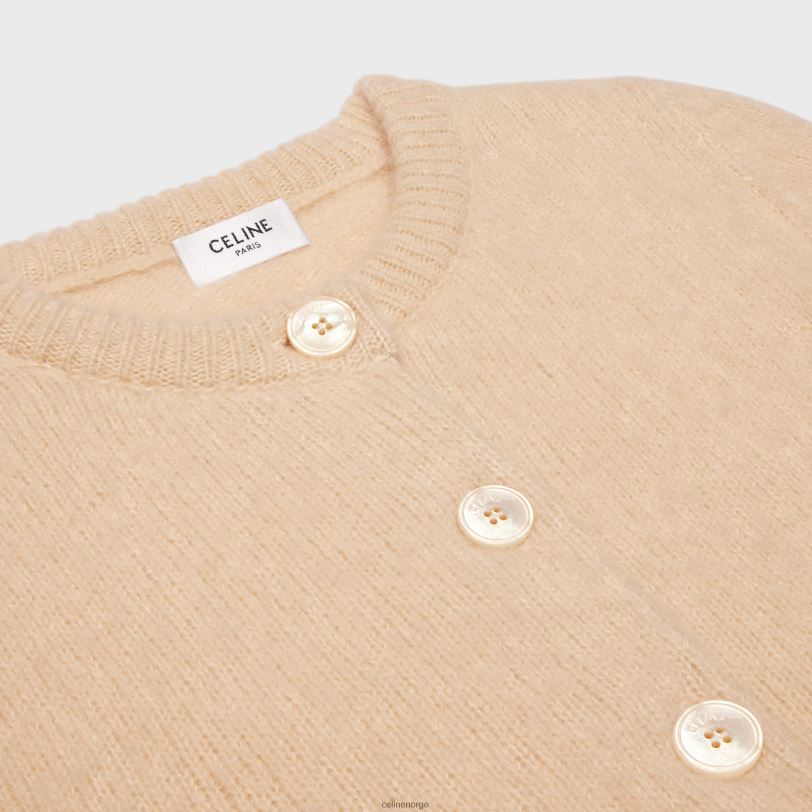 CELINE kvinner triomphe cardigan i kashmir og silke V0PT6762 klær strå