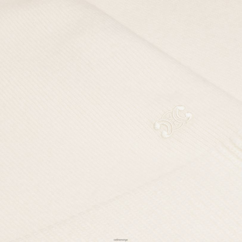 CELINE kvinner triomphe cropped genser i arv kashmir V0PT6754 klær off white
