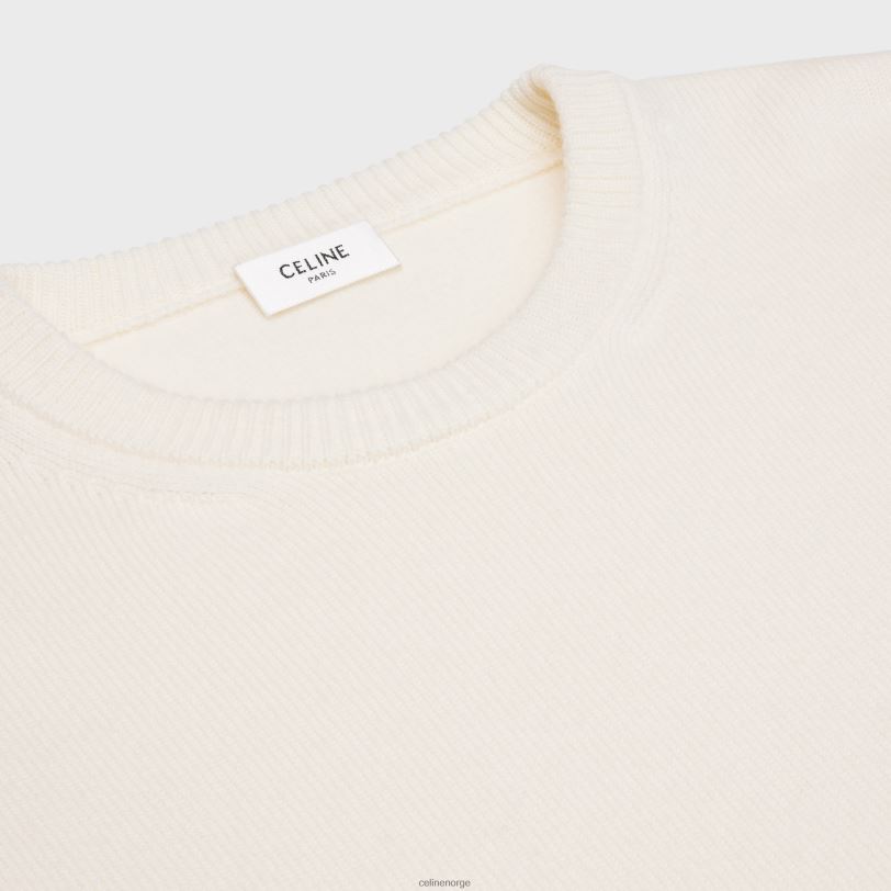 CELINE kvinner triomphe cropped genser i arv kashmir V0PT6754 klær off white