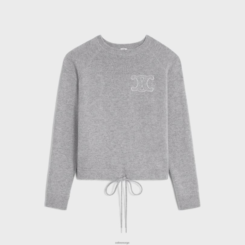 CELINE kvinner triomphe genser med rund hals i ull og kashmir V0PT6605 klær lysegrå