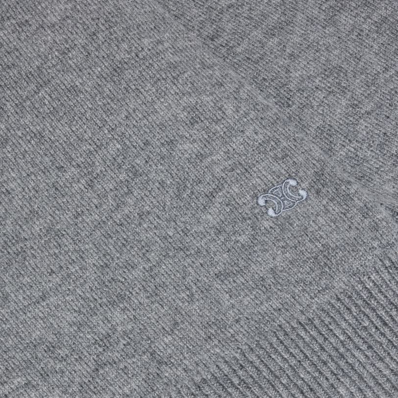 CELINE kvinner triomphe v-hals genser i arv kashmir V0PT6758 klær mellomgrå