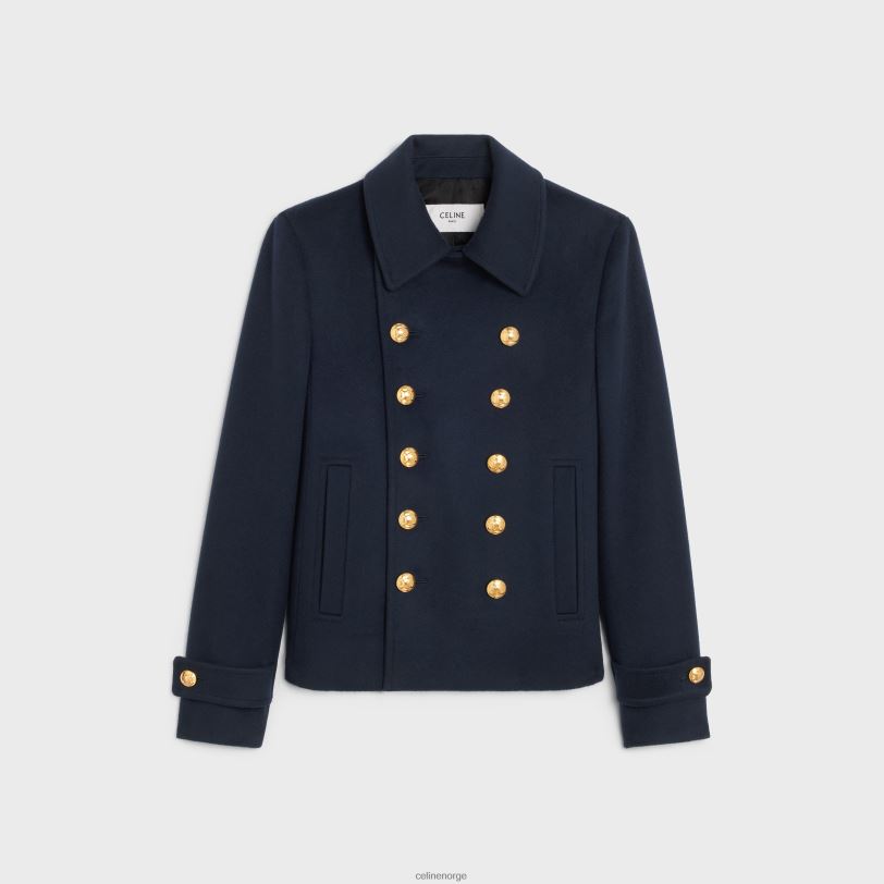 CELINE kvinner beskåret chelsea-frakk i ullduk V0PT6745 klær marinen