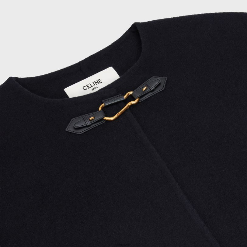 CELINE kvinner kåpe med ren krage i dobbeltsidig kashmir V0PT6743 klær svart