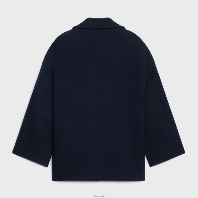 CELINE kvinner løs peacoat i filt V0PT6744 klær marinen