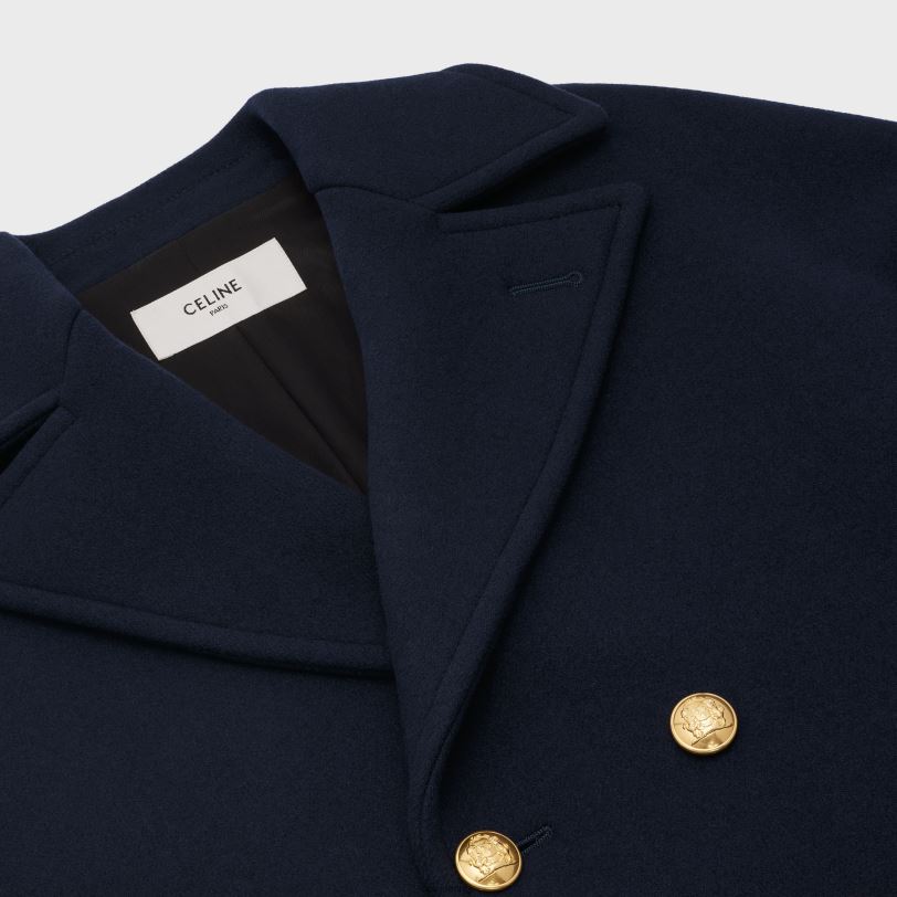 CELINE kvinner løs peacoat i filt V0PT6744 klær marinen