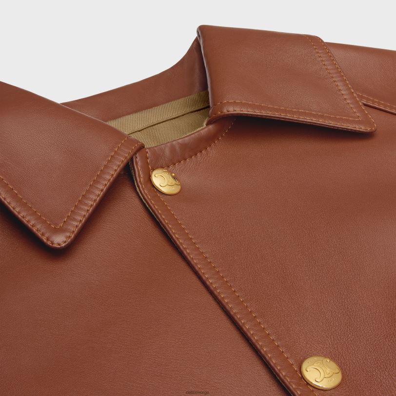 CELINE kvinner oversized parkas i mykt lammeskinn V0PT6622 klær konjakk