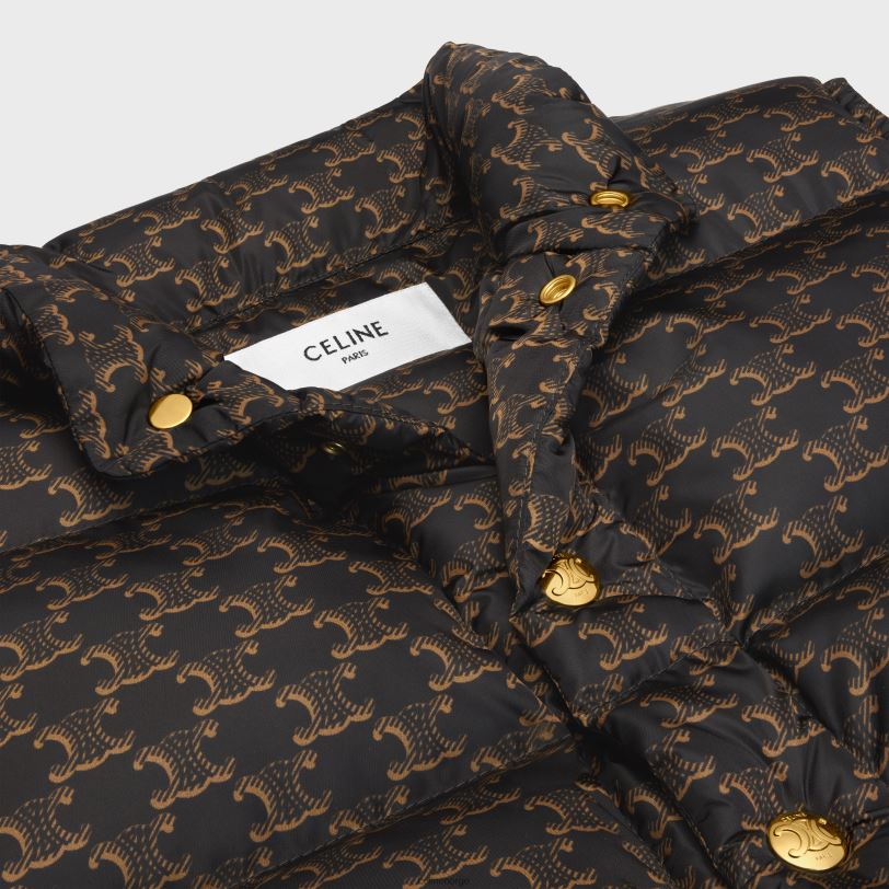 CELINE kvinner vattert vest i monogram nylon V0PT6706 klær beige/svart