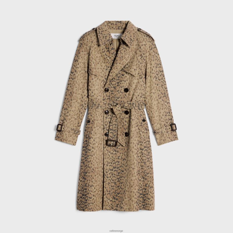 CELINE kvinner vivienne trenchcoat i bomullsgabardin V0PT6566 klær leopard