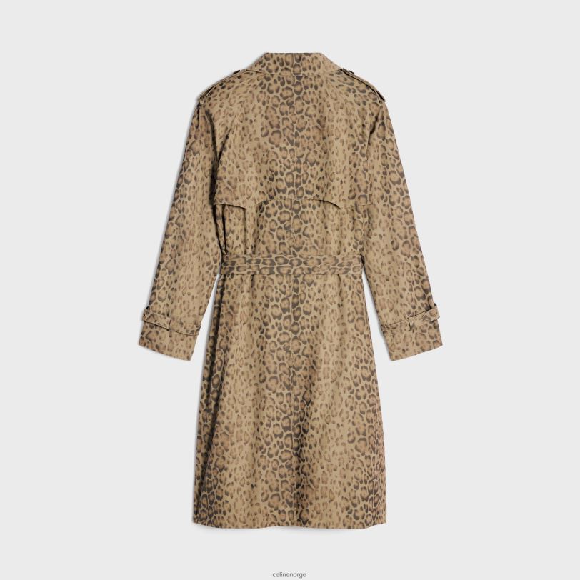 CELINE kvinner vivienne trenchcoat i bomullsgabardin V0PT6566 klær leopard