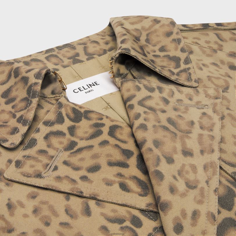 CELINE kvinner vivienne trenchcoat i bomullsgabardin V0PT6566 klær leopard