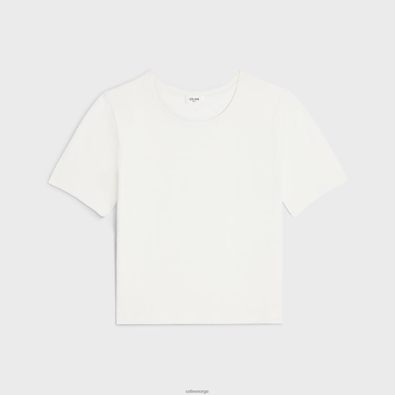CELINE kvinner boxy triomf t-skjorte i bomullstrikot V0PT6780 klær ecru