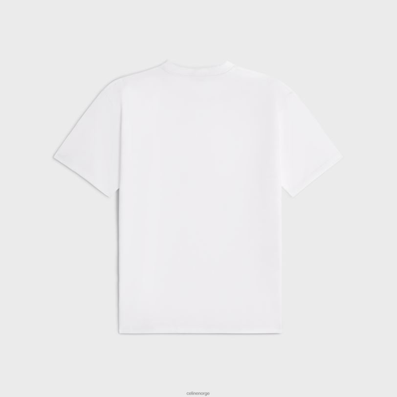 CELINE kvinner løs t-skjorte i bomullstrikot V0PT6779 klær ecru/svart