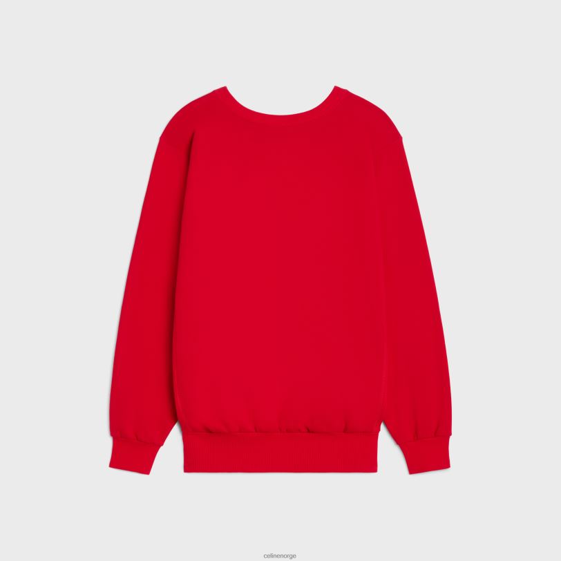 CELINE kvinner oversized genser i bomullsfleece V0PT6670 klær rouge profond/svart/off white