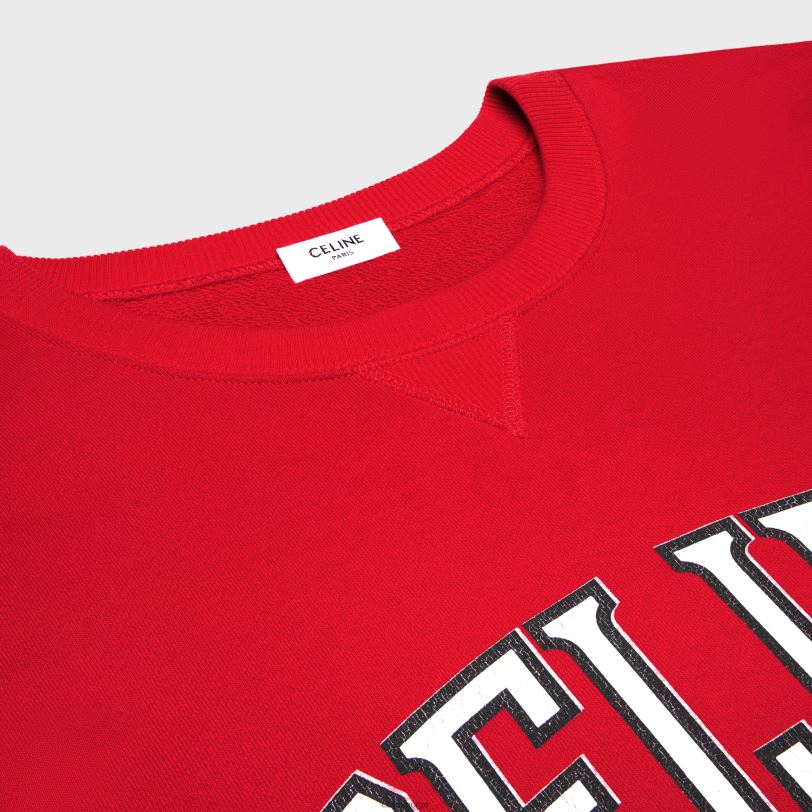 CELINE kvinner oversized genser i bomullsfleece V0PT6670 klær rouge profond/svart/off white