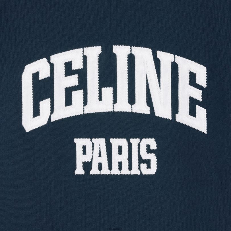 CELINE kvinner paris 70-talls t-skjorte i bomullstrikot V0PT6675 klær marine/off white