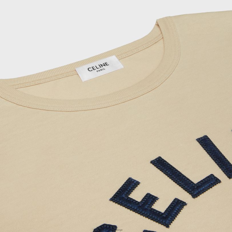CELINE kvinner paris 70-talls t-skjorte i bomullstrikot V0PT6676 klær champagne fonce/marine