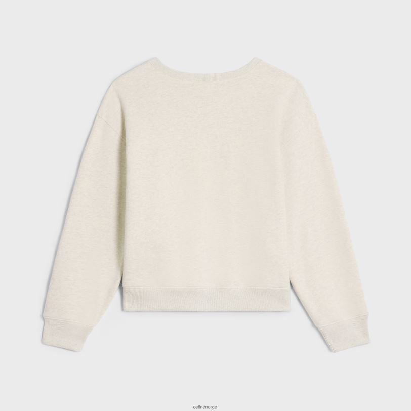 CELINE kvinner paris løs genser i bomullsfleece V0PT6597 klær krem/svart