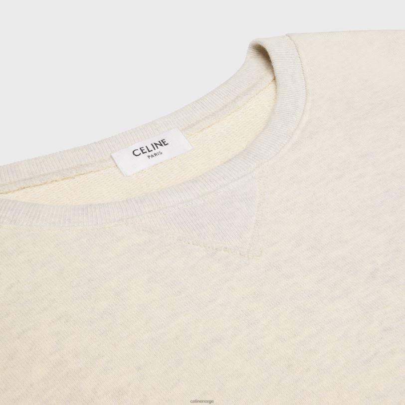CELINE kvinner paris løs genser i bomullsfleece V0PT6597 klær krem/svart