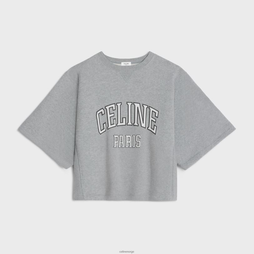 CELINE kvinner paris løs genser i bomullsfleece V0PT6672 klær grå/svart/off white