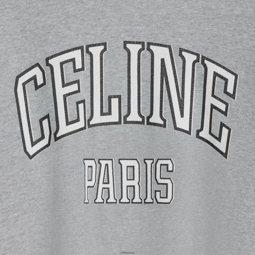 CELINE kvinner paris løs genser i bomullsfleece V0PT6672 klær grå/svart/off white