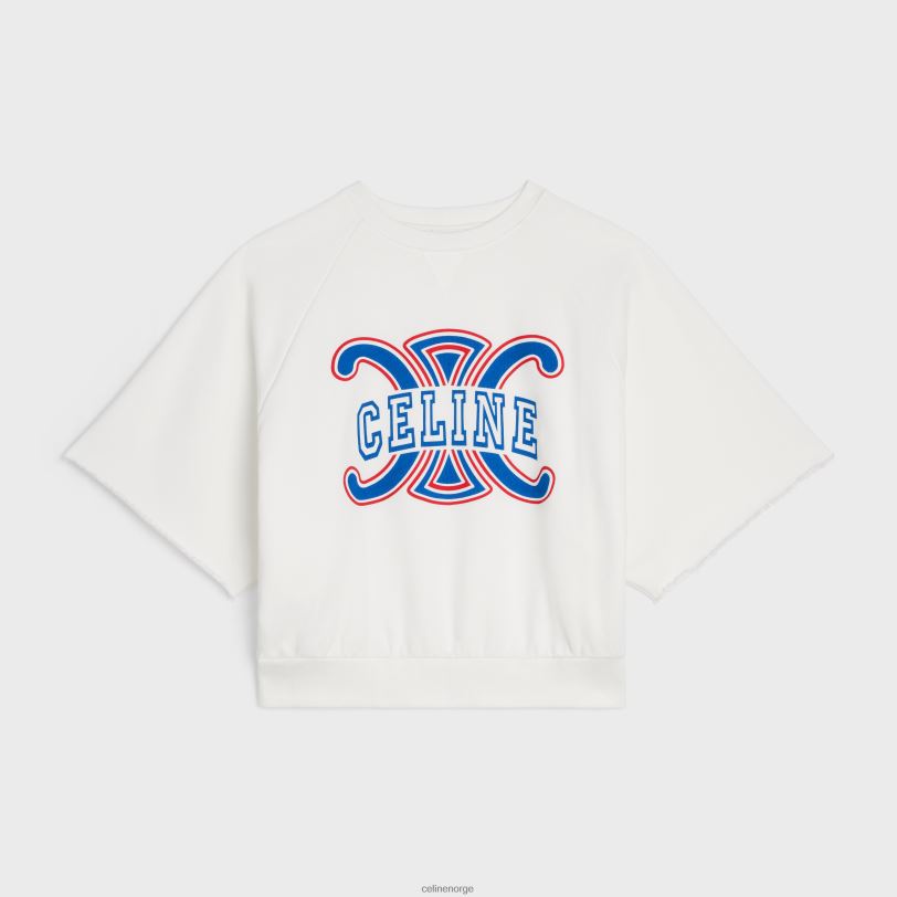 CELINE kvinner triomphe genser i bomullsfleece V0PT6782 klær hvit/rød/blå
