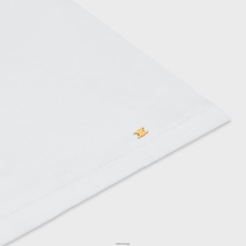 CELINE kvinner triomphe tank topp i ribbet bomull V0PT6785 klær optikk hvit