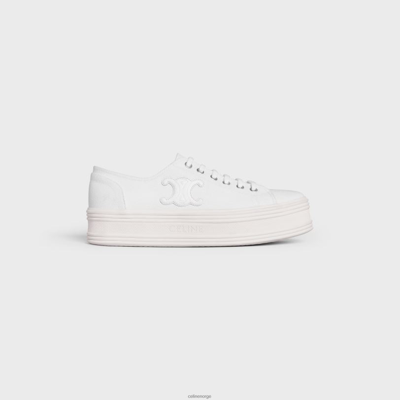 CELINE kvinner jane lav sneaker i canvas og kalveskinn V0PT6949 fottøy optikk hvit