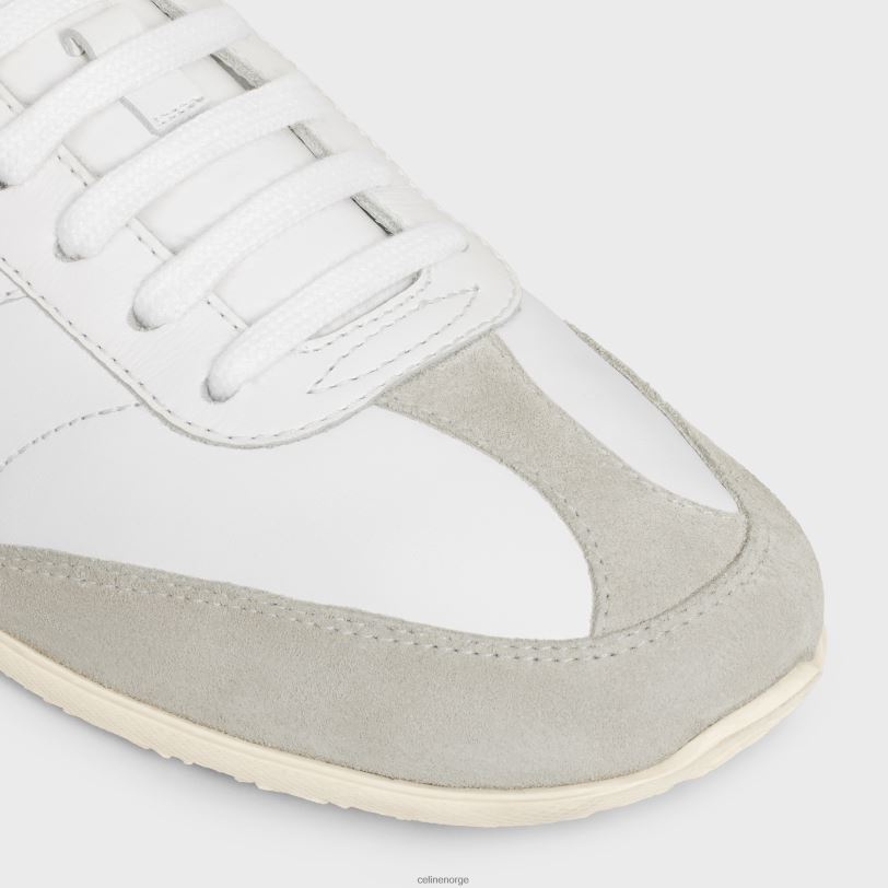 CELINE kvinner jogger lav snøresko i kalveskinn og semsket kalveskinn V0PT6912 fottøy optikk hvit/grå