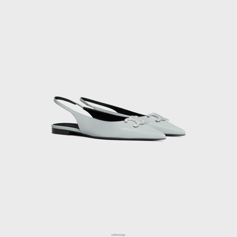 CELINE kvinner alma triomphe flat slingback i lammeskinn V0PT6917 fottøy myk blå