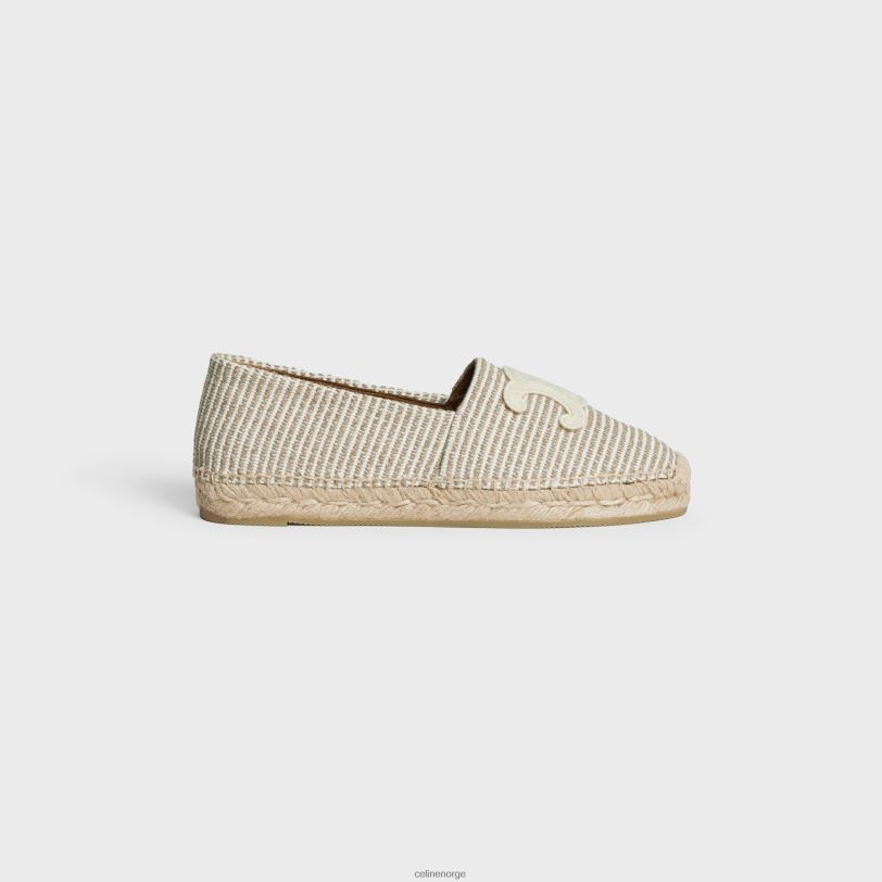 CELINE kvinner les espadrilles i stripet lerret og brodert lapp V0PT6974 fottøy beige/ecru
