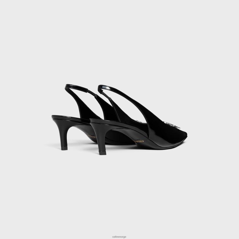 CELINE kvinner alma triomphe slingback i blankt kalveskinn V0PT6977 fottøy svart