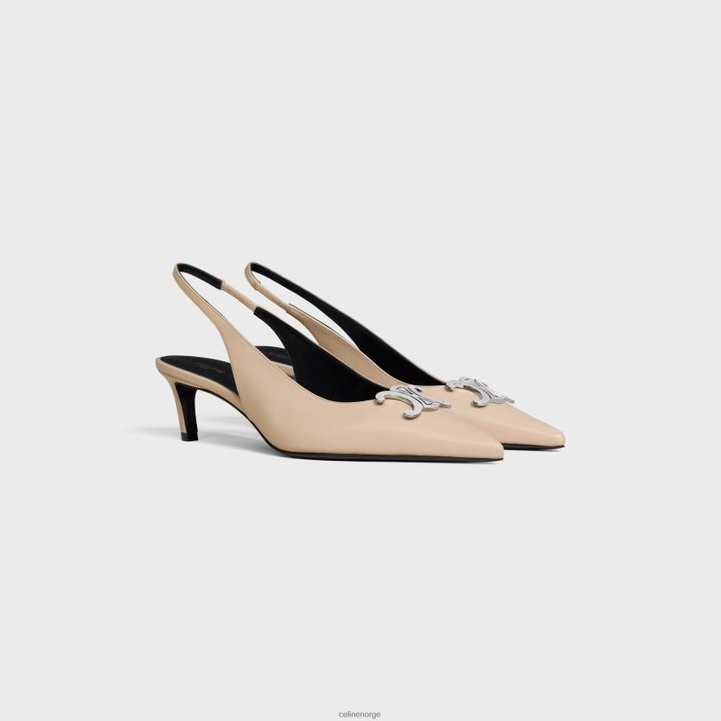 CELINE kvinner alma triomphe slingback i lammeskinn V0PT6919 fottøy beige