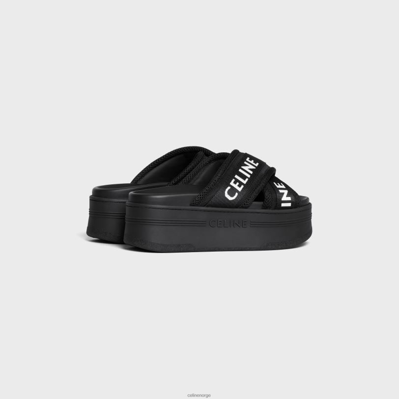 CELINE kvinner blokkglide i mesh & tekstil V0PT61003 fottøy sort/optisk hvit