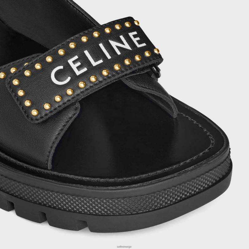CELINE kvinner chunky sandal med leo i kalveskinn V0PT61002 fottøy svart