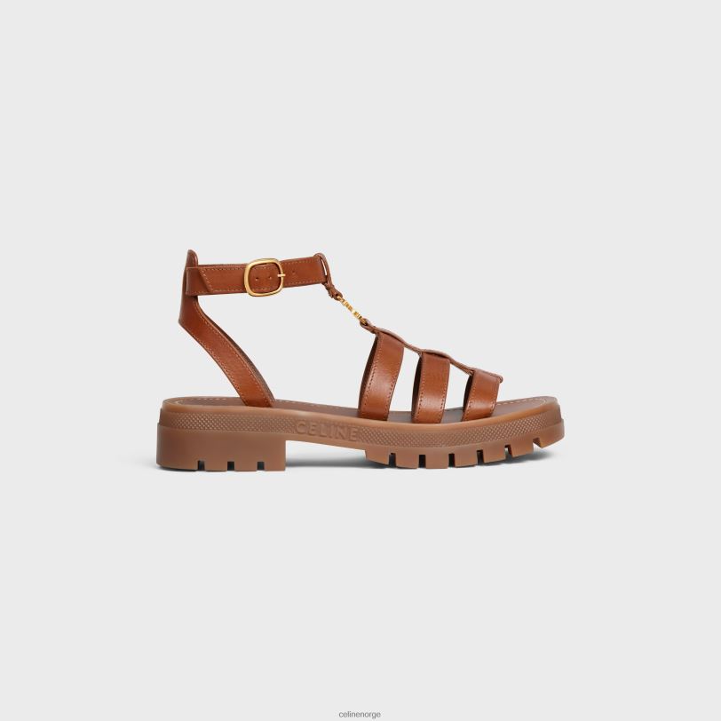 CELINE kvinner clea triomphe gladiator sandal i kalveskinnvegetal ning V0PT6937 fottøy tan